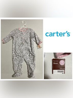 🆕CARTER’S - 9M - NWT - INFANT GIRLS HEART FLEECE SLEEPER